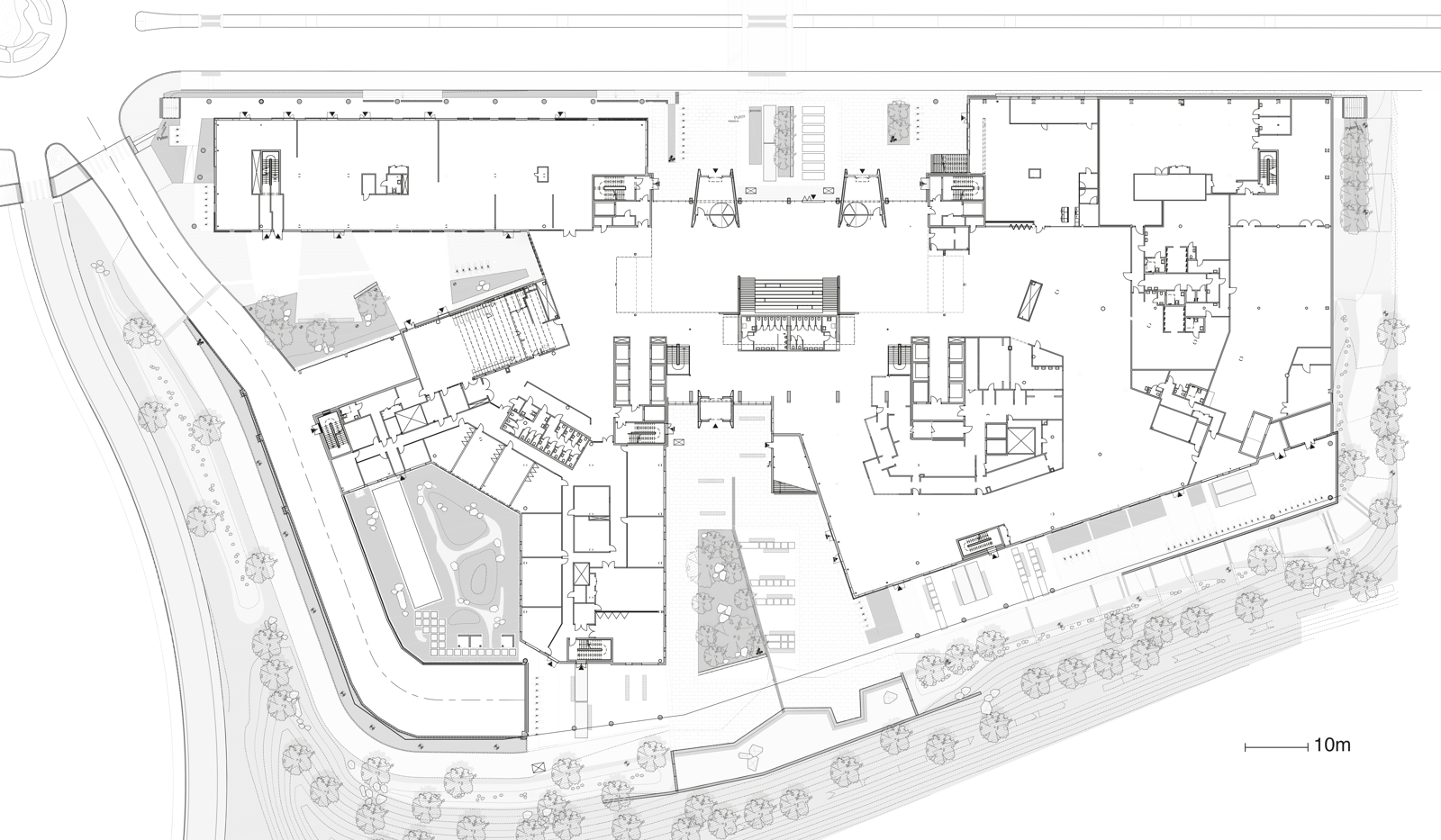 Første etasje plan på Construction city. Arkitekt tegning.