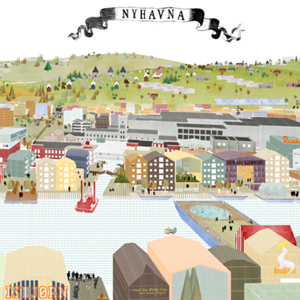 Illustrasjon til forslag for Nyhavna i Trondheim