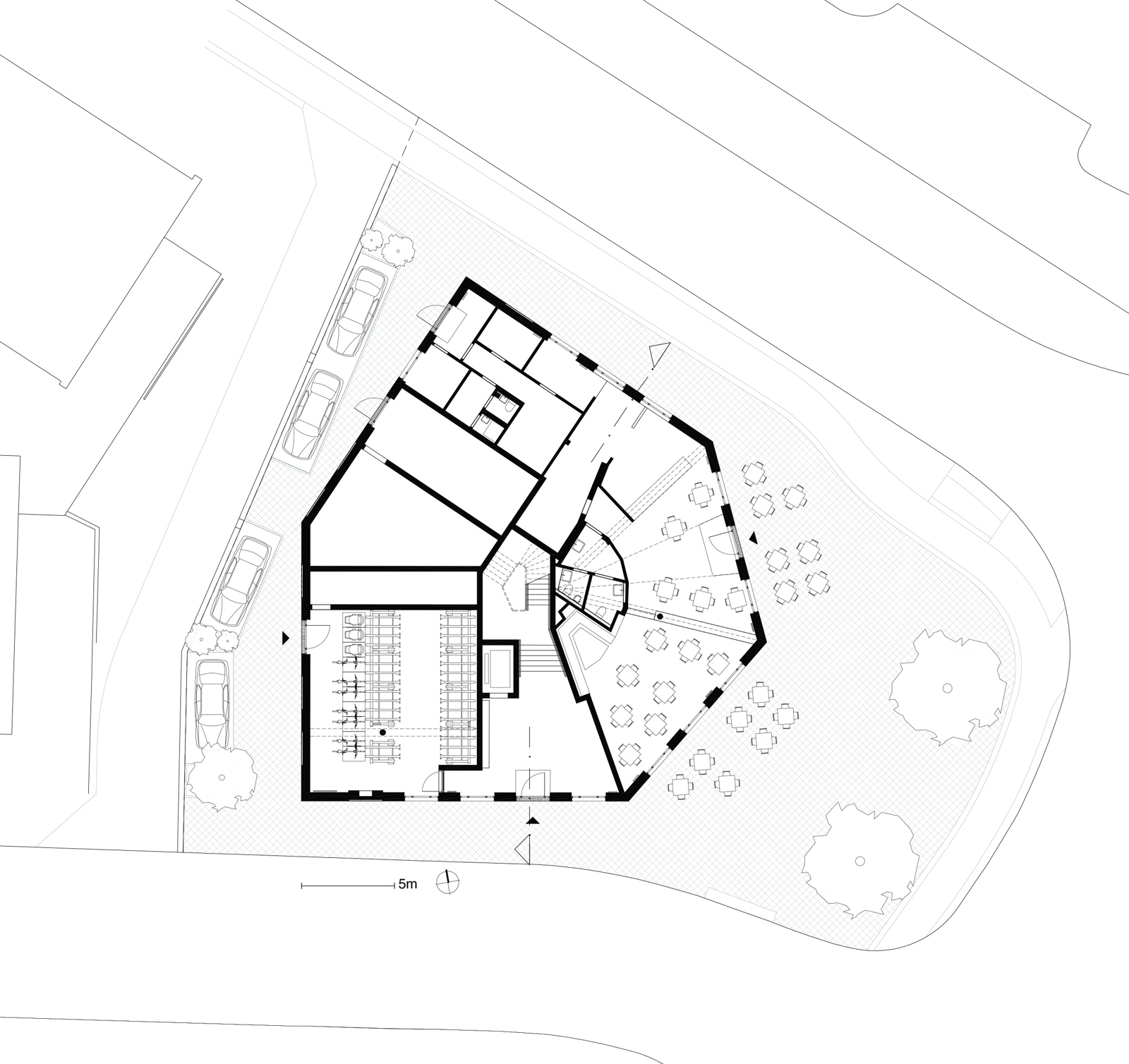 Plan av boligblokk. Arkitekt tegning.
