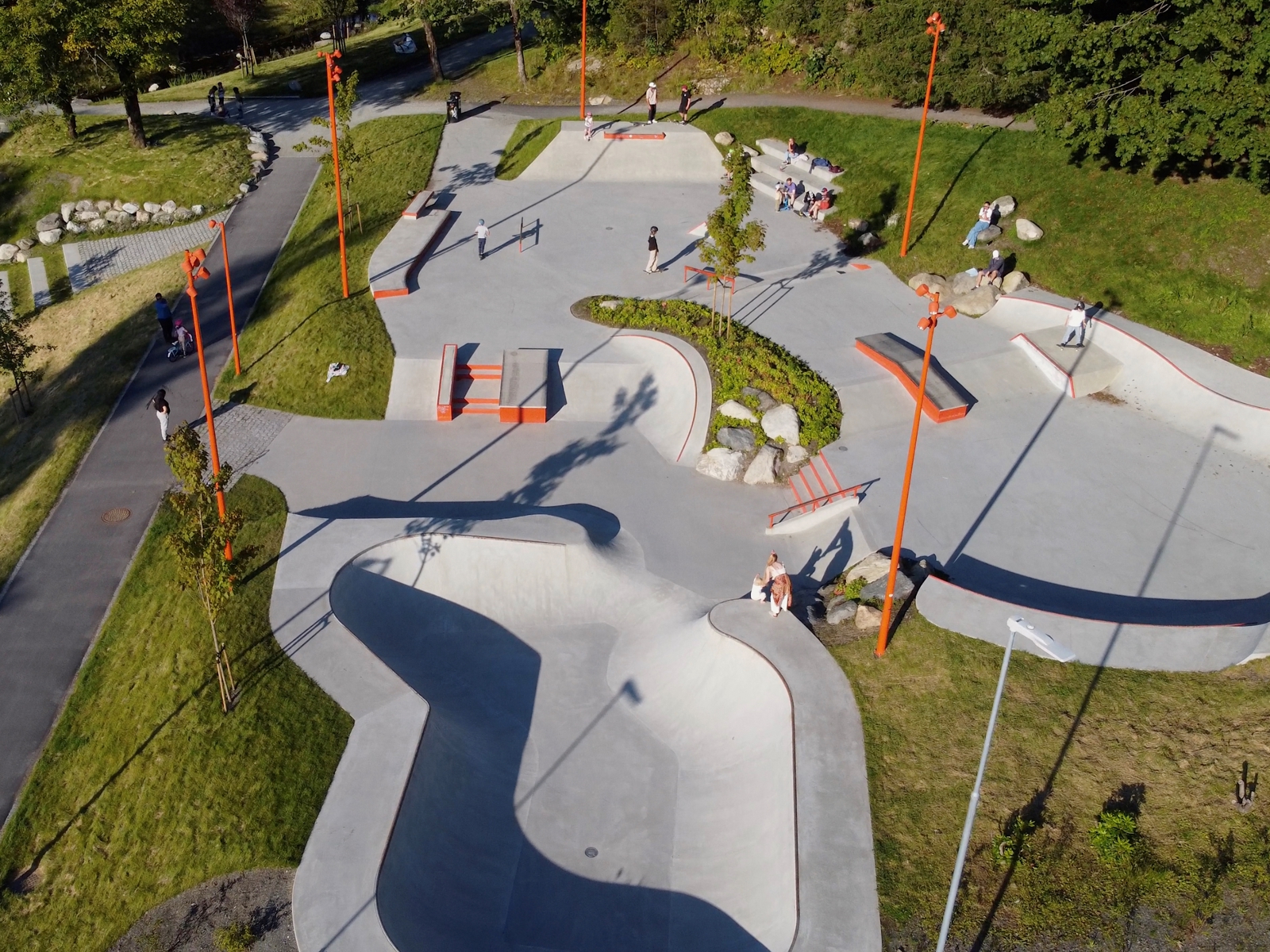 Drone/oversiktsfoto av skapepark. 