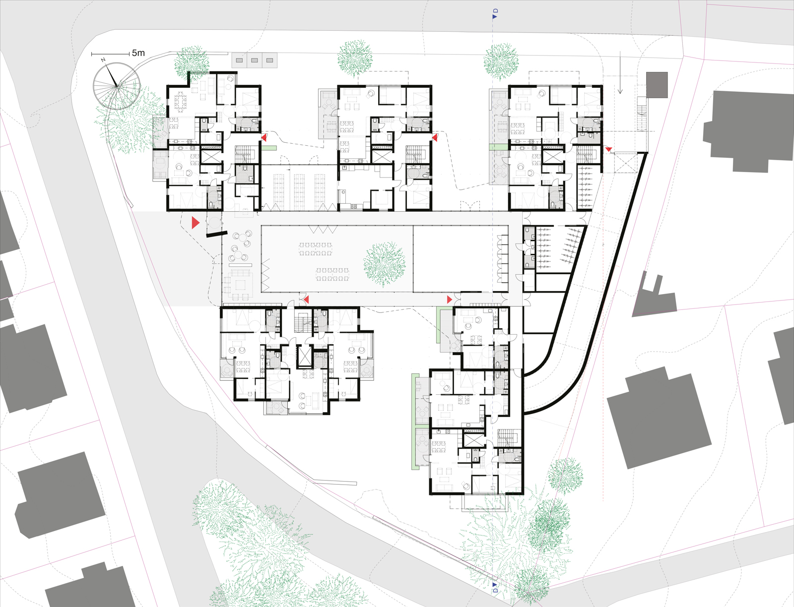 Plan av første etasje på Vålandstunet. Arkitekt tegning.