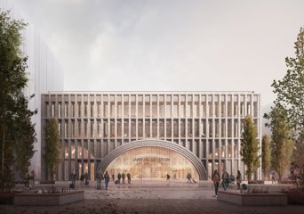 Illustrasjon av Reiulf Ramstad Arkitekters forslag til nytt stasjonsbygg ved sentralstasjonen i Gøteborg.