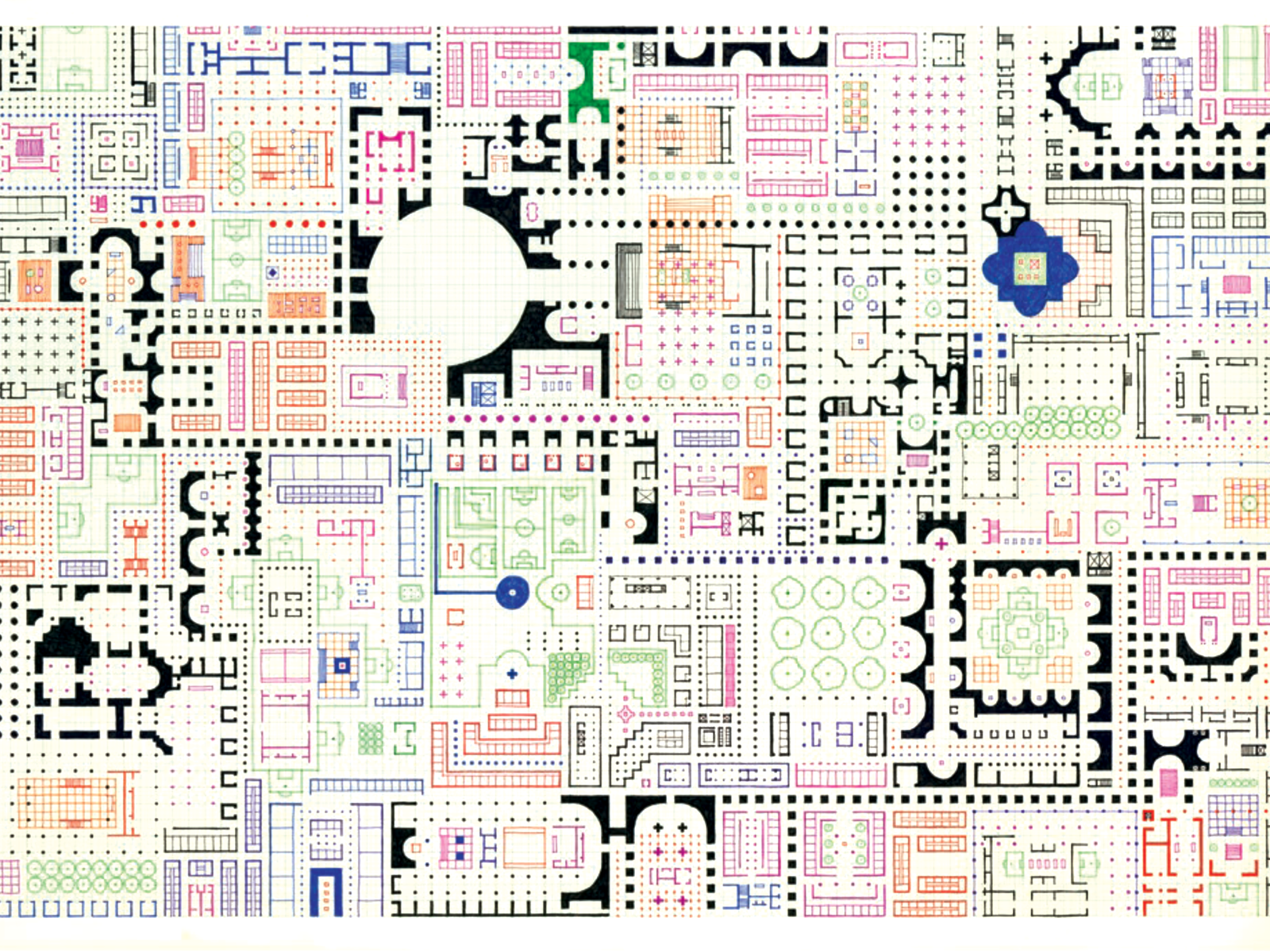 Tegning med mønster i ulike farger.