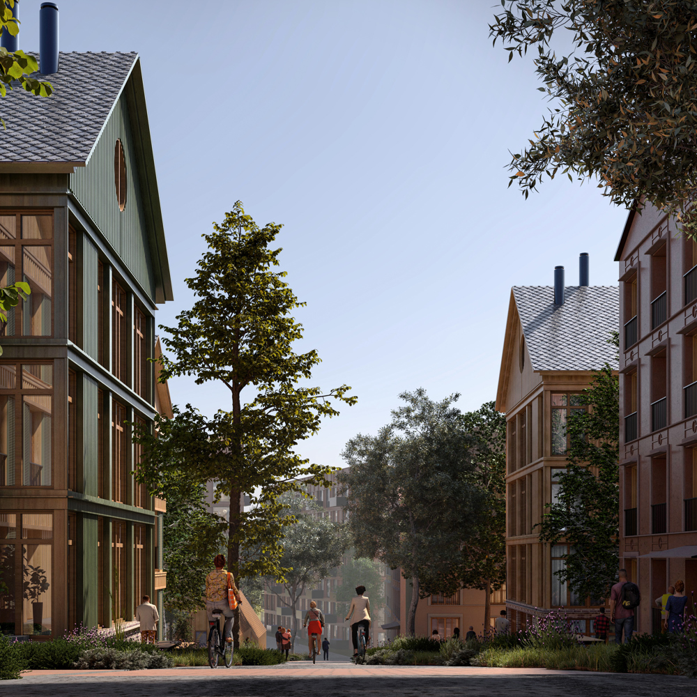 Rendering av visjon for nye Straume i Øygarden kommune, vest for Bergen. 